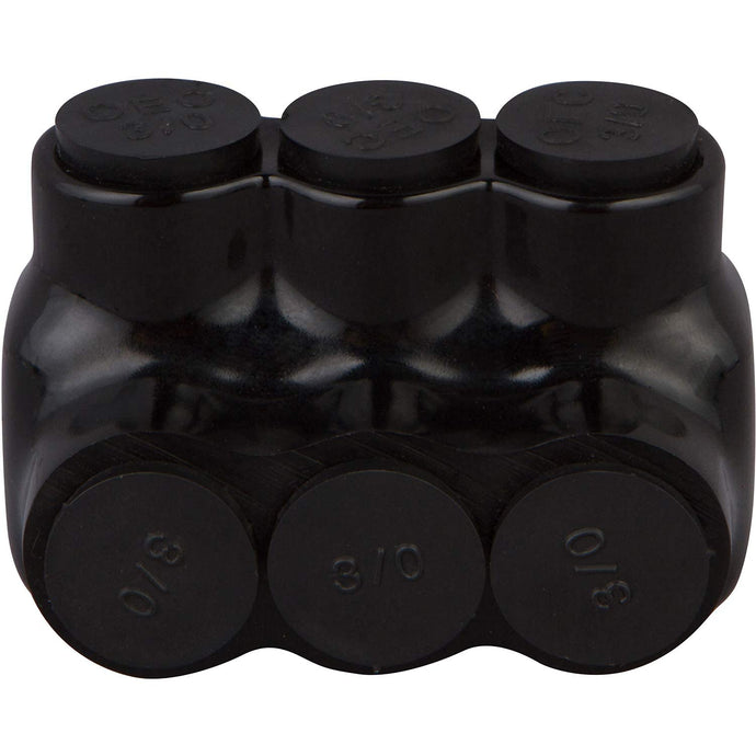 Morris Products 97519 Black Insulated Multi-Cable Connector - Single Entry 3 Ports 2-14 Wire Range, 1-Pack