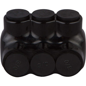 Morris Products 97519 Black Insulated Multi-Cable Connector - Single Entry 3 Ports 2-14 Wire Range, 1-Pack