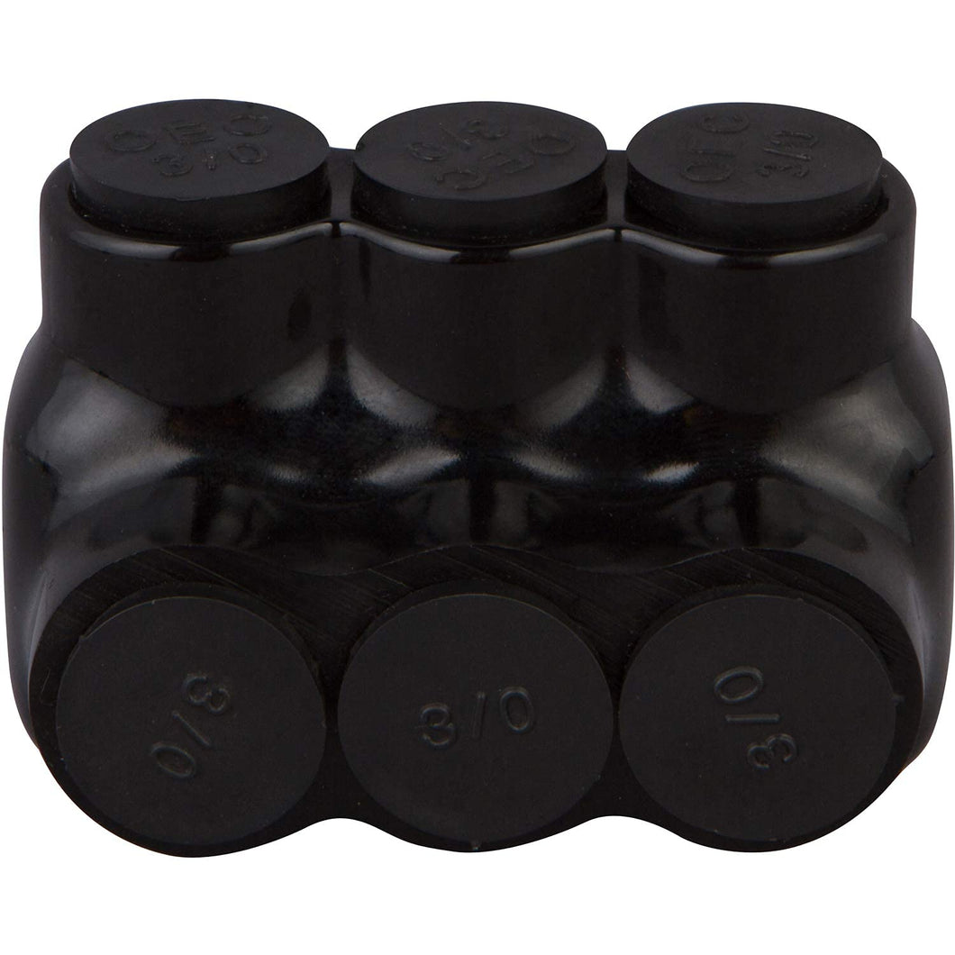 Morris Products 97519 Black Insulated Multi-Cable Connector - Single Entry 3 Ports 2-14 Wire Range, 1-Pack