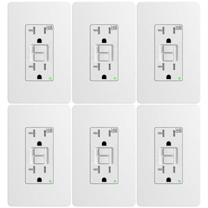 Amico 12 Pack GFCI Outlet 20 Amp, with Wall Plate and Thinner Construction, LED Power Safety Indicator, Self-Testing, Weather Resistant (WR) Receptacles for Outdoor or Indoor Use, ETL Listed, White