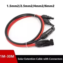 Load image into Gallery viewer, 1-20Meters 1.5/2.5/4/6mm2 Black/Red Solar Extension DC Cable 16/14/12/10AWG Wire with PV DC Connector Used in Solar Panel System