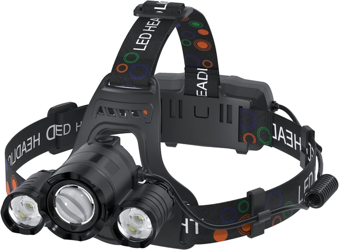Headlamp Rechargeable 6000 Lumens Super Brightest 4 Modes Head Lamp for Adults Zoom Waterproof Headlight 90°Angle Adjustable Head Lights for Outdoor Camping Hunting Running Hiking(Black)