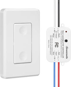 DEWENWILS Wireless Light Switch and Receiver Kit, No In-Wall Wiring Required,Remote Control Wall Switch Lighting Fixture for Ceiling Lights, Fans, Lamps,100 Ft RF Range, Programmable