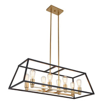 Load image into Gallery viewer, Carter 8-Light Black and Gold Modern Industrial Cage Chandelier Light Fixture for Dining Room or Kitchen