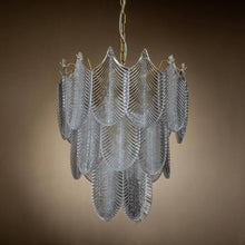 Load image into Gallery viewer, 5 Light Modern Glam Painted Brass Gold 3-Tier Chandelier with Textured Glass Accents