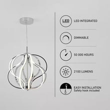 Load image into Gallery viewer, Meridian 30-Watt 1 Light Chrome Modern Integrated LED Pendant Light Fixture for Dining Room or Kitchen