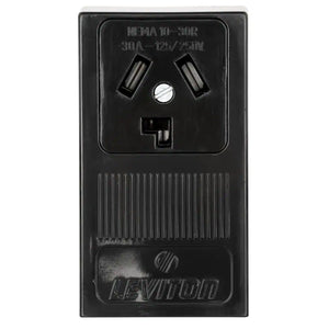 30 Amp Surface Mount Power Single Outlet, Black