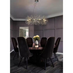 39 In. 12-Light Modern Firework Chrome Crystal Chandelier Glam round Pendant Light Fixture for Dining Room with LED Bulb