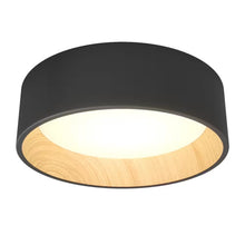 Load image into Gallery viewer, Alton 13 In. 1-Light Modern Black and Wood Integrated LED 3 CCT Flush Mount Ceiling Light Fixture for Kitchen or Bedroom