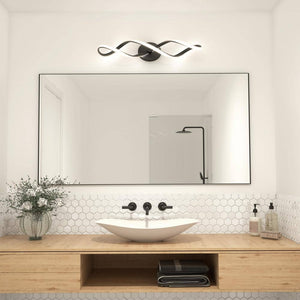 Swirl 27 In. 1-Light Matte Black Modern Integrated LED Vanity Light Bar for Bathroom