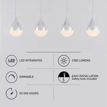 Load image into Gallery viewer, Glitzer 24-Watt 4 Light Chrome Modern Integrated LED Pendant Light Fixture for Dining Room or Kitchen