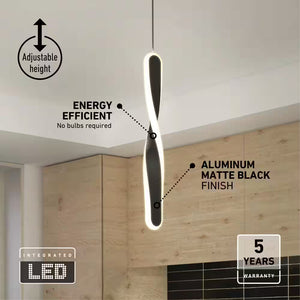 Finley 13-Watt 1 Light Black Modern 5 CCT Integrated LED Mini Pendant Light Fixture for Kitchen Island