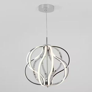 Meridian 30-Watt 1 Light Chrome Modern Integrated LED Pendant Light Fixture for Dining Room or Kitchen