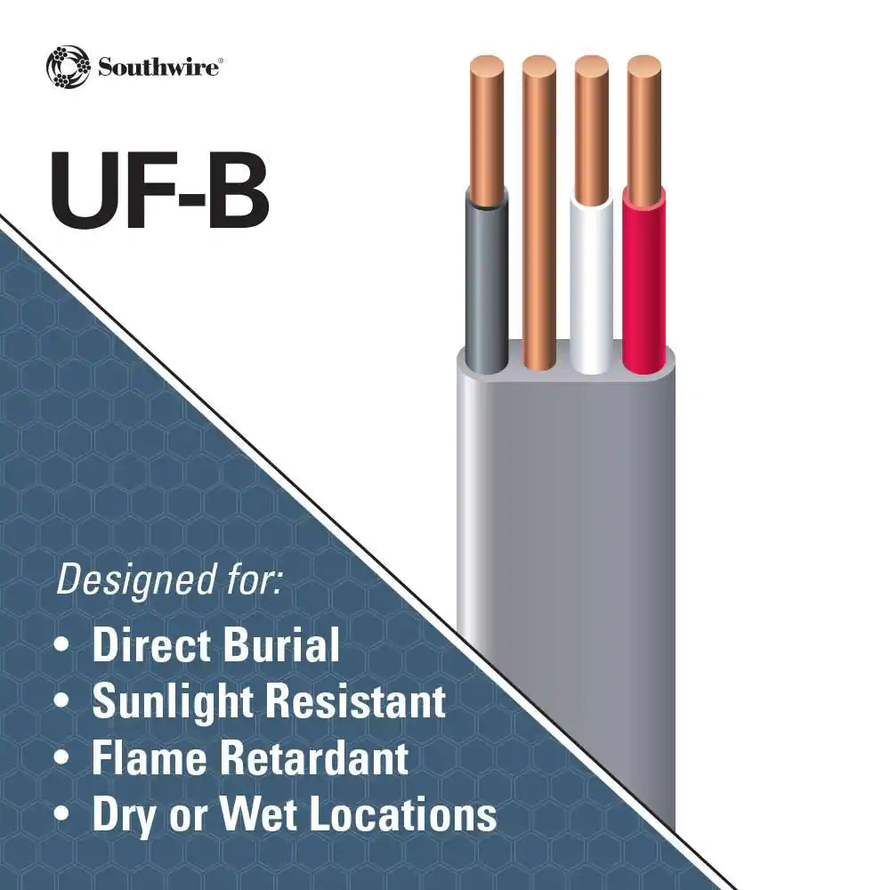 50 Ft. 12/3 Gray Solid CU UF-B W/G Wire