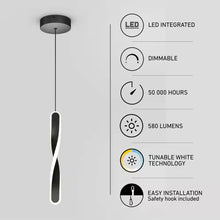 Load image into Gallery viewer, Finley 13-Watt 1 Light Black Modern 5 CCT Integrated LED Mini Pendant Light Fixture for Kitchen Island