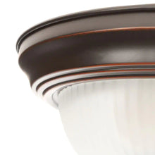 Load image into Gallery viewer, 11 In. 2-Light Oil-Rubbed Bronze Flush Mount with Frosted Swirl Glass Shade