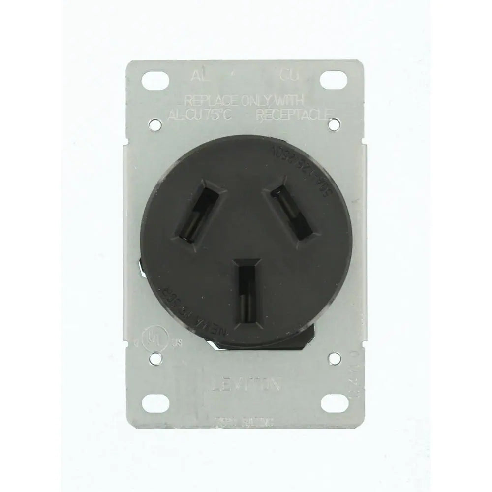 50 Amp 125/250-Volt Shallow Flush Mounted Single Outlet, Black