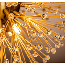 Load image into Gallery viewer, 14.6 In. 6-Lights Glam Antique Gold Crystal Beaded Glowworm Firefly Sputnik Globe Pendant Ceiling Lighting Chandelier