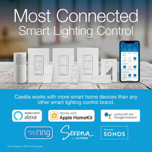 Caseta Smart Switch Kit (3 Way, 2 Points of Control) with Pico Remote, Wallplate and Bracket, White