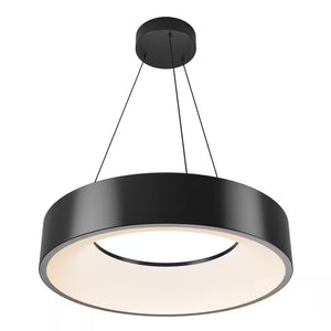 Aiden Drum 31-Watt 1 Light Black Modern 5 CCT Integrated LED Pendant Light Fixture for Dining Room or Kitchen