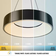 Load image into Gallery viewer, Aiden Drum 31-Watt 1 Light Black Modern 5 CCT Integrated LED Pendant Light Fixture for Dining Room or Kitchen