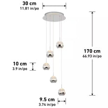 Load image into Gallery viewer, Oracle 22-Watt 5 Light Chrome Modern Integrated LED Pendant Light Fixture for Dining Room or Kitchen