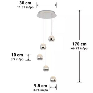 Oracle 22-Watt 5 Light Chrome Modern Integrated LED Pendant Light Fixture for Dining Room or Kitchen