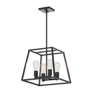 Carter 8-Light Black and Gold Modern Industrial Cage Chandelier Light Fixture for Dining Room or Kitchen