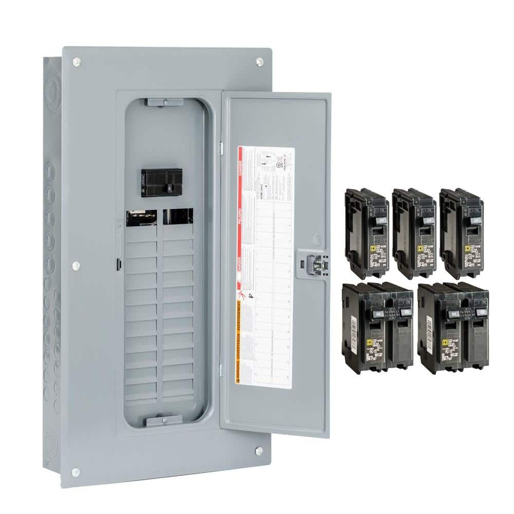 Homeline 100 Amp 24-Space 48-Circuit Indoor Main Breaker Plug-On Neutral Load Center with Cover(Hom2448M100Pcvp)