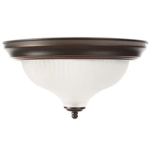 Load image into Gallery viewer, 11 In. 2-Light Oil-Rubbed Bronze Flush Mount with Frosted Swirl Glass Shade