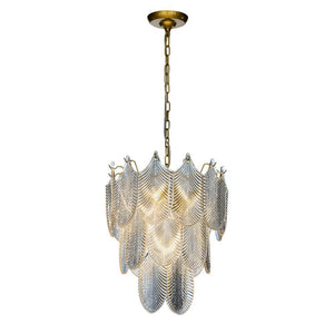 5 Light Modern Glam Painted Brass Gold 3-Tier Chandelier with Textured Glass Accents