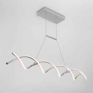 DNA Linear 16-Watt 1 Light Chrome Modern Integrated LED Pendant Light Fixture for Dining Room or Kitchen