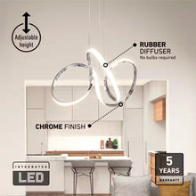 Load image into Gallery viewer, Swirl 30-Watt 1 Light Chrome Modern Integrated LED Pendant Light Fixture for Dining Room or Kitchen