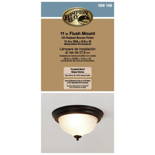 Load image into Gallery viewer, 11 In. 2-Light Oil-Rubbed Bronze Flush Mount with Frosted Swirl Glass Shade