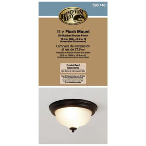 11 In. 2-Light Oil-Rubbed Bronze Flush Mount with Frosted Swirl Glass Shade