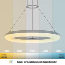 Load image into Gallery viewer, Famous Optical 25-Watt 1 Light Chrome Modern 5 CCT Integrated LED Pendant Light Fixture for Dining Room or Kitchen