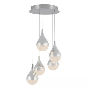 Glitzer 24-Watt 4 Light Chrome Modern Integrated LED Pendant Light Fixture for Dining Room or Kitchen