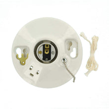 Load image into Gallery viewer, Glazed Porcelain Lamp Holder with Pull Chain and Outlet