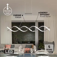 Load image into Gallery viewer, DNA Linear 16-Watt 1 Light Chrome Modern Integrated LED Pendant Light Fixture for Dining Room or Kitchen