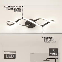 Load image into Gallery viewer, Swirl 27 In. 1-Light Matte Black Modern Integrated LED Vanity Light Bar for Bathroom