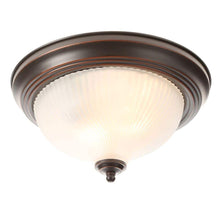 Load image into Gallery viewer, 11 In. 2-Light Oil-Rubbed Bronze Flush Mount with Frosted Swirl Glass Shade