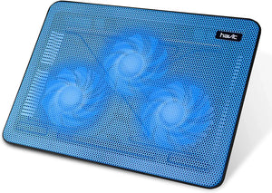 Havit HV-F2056 15.6"-17" Laptop Cooler Cooling Pad - Slim Portable USB Powered (3 Fans), Black/Blue