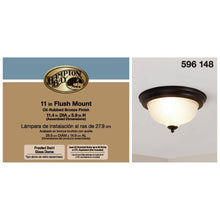 Load image into Gallery viewer, 11 In. 2-Light Oil-Rubbed Bronze Flush Mount with Frosted Swirl Glass Shade