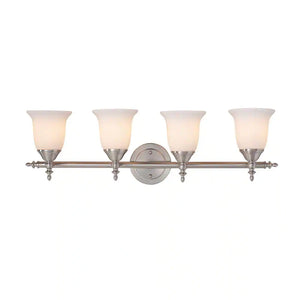 Olgelthorpe 3-Light Brushed Nickel Bathroom Vanity Light Fixture with Bell Shaped Frosted Glass Shades