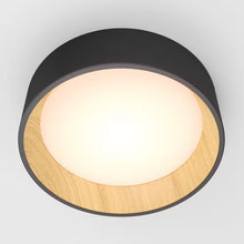 Load image into Gallery viewer, Alton 13 In. 1-Light Modern Black and Wood Integrated LED 3 CCT Flush Mount Ceiling Light Fixture for Kitchen or Bedroom