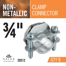 Load image into Gallery viewer, 3/4 In. Non-Metallic (NM) Twin-Screw Clamp Connectors (5-Pack)