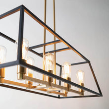 Load image into Gallery viewer, Carter 8-Light Black and Gold Modern Industrial Cage Chandelier Light Fixture for Dining Room or Kitchen