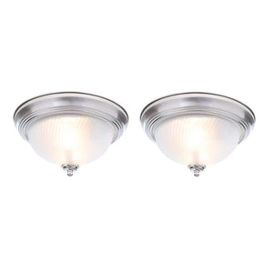 11 In. 2-Light Oil-Rubbed Bronze Flush Mount with Frosted Swirl Glass Shade