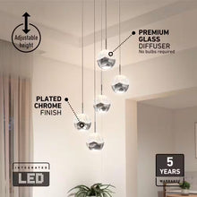 Load image into Gallery viewer, Oracle 22-Watt 5 Light Chrome Modern Integrated LED Pendant Light Fixture for Dining Room or Kitchen