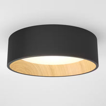 Load image into Gallery viewer, Alton 13 In. 1-Light Modern Black and Wood Integrated LED 3 CCT Flush Mount Ceiling Light Fixture for Kitchen or Bedroom